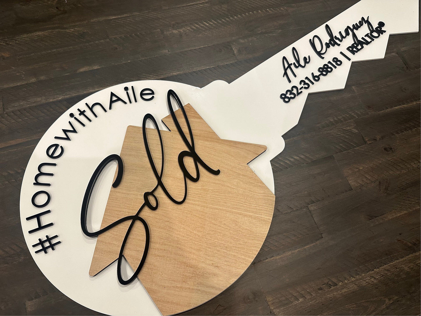 Personalized Realtor Key | Closing Realty | House Sold Acrylic and Wood Sign | Closing Prop | Realtor Gift Sold Sign