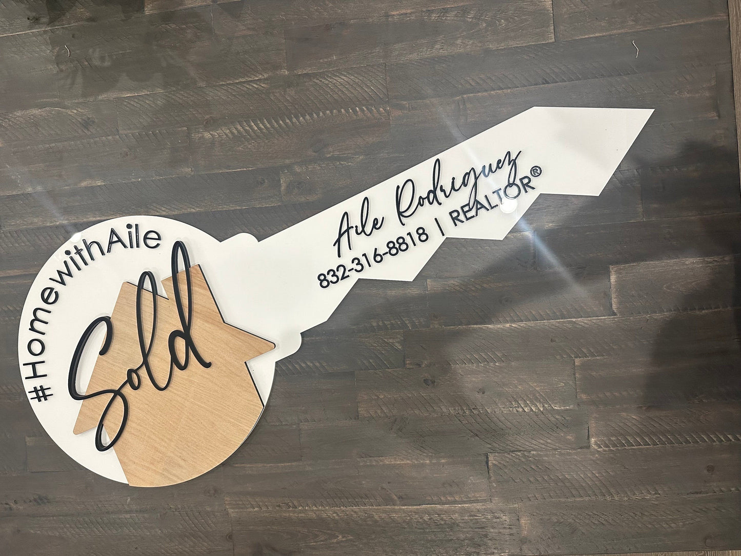 Personalized Realtor Key | Closing Realty | House Sold Acrylic and Wood Sign | Closing Prop | Realtor Gift Sold Sign