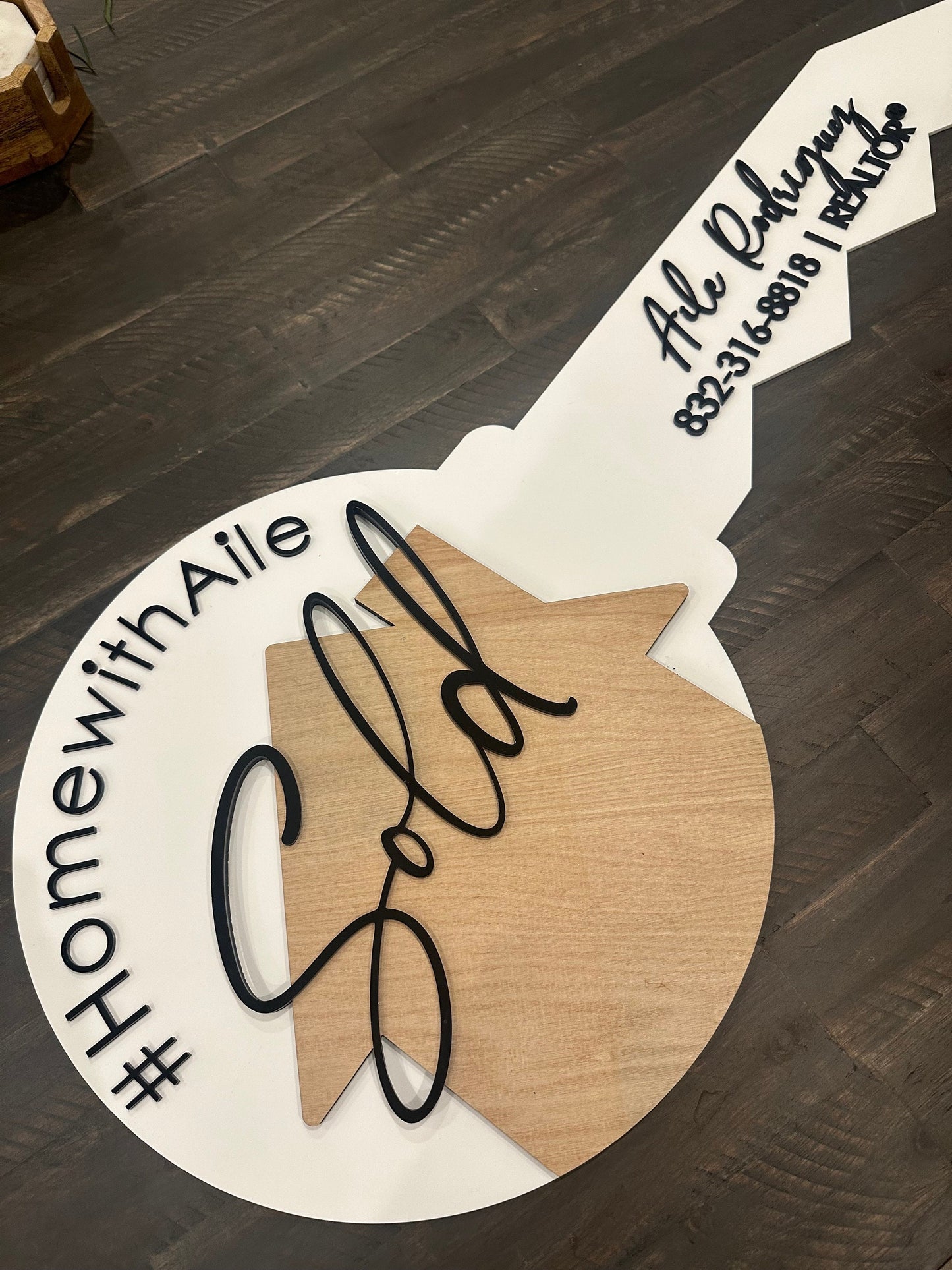 Personalized Realtor Key | Closing Realty | House Sold Acrylic and Wood Sign | Closing Prop | Realtor Gift Sold Sign