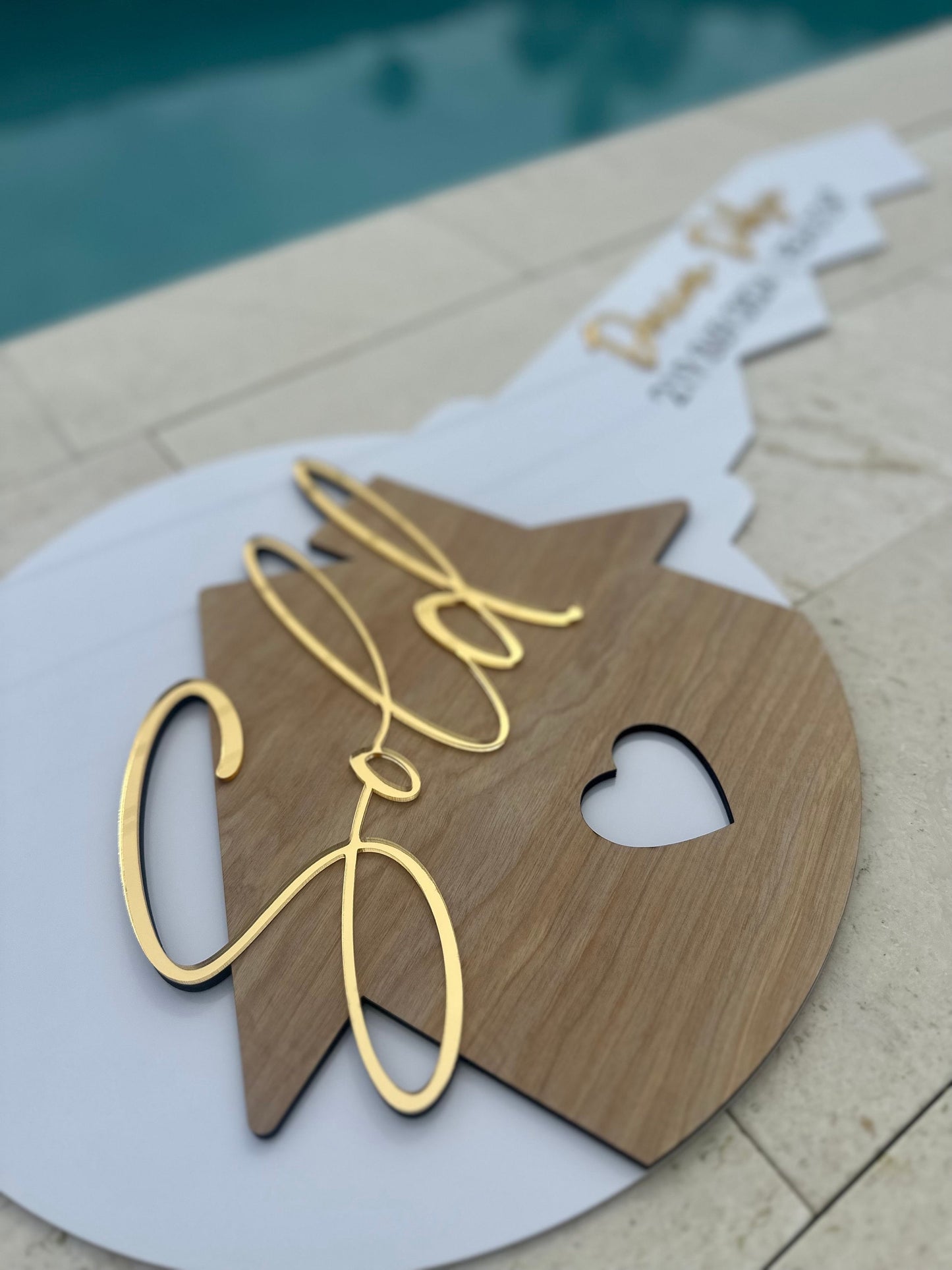 Personalized Realtor Key with Heart | Closing Realty | House Sold Acrylic and Wood Sign | Closing Prop | Realtor Gift Sold Sign