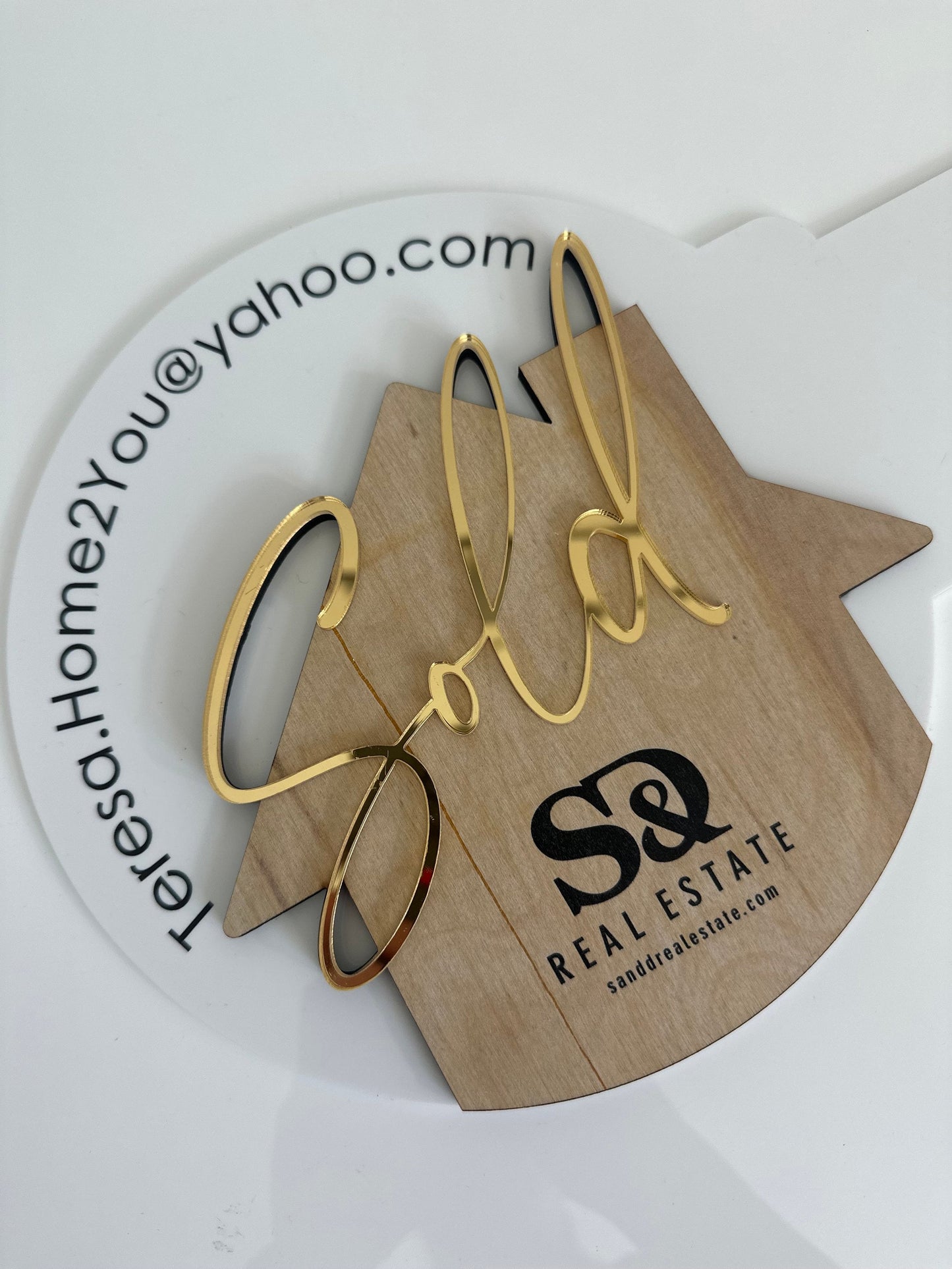 Personalized Realtor Key with Logo | Closing Realty | House Sold Acrylic and Wood Sign | Closing Prop | Realtor Gift Sold Sign