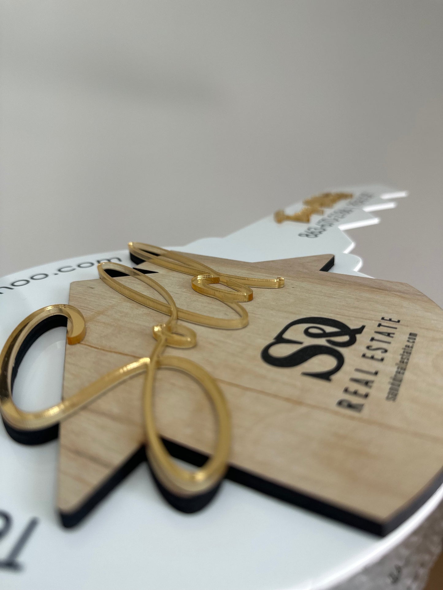 Personalized Realtor Key with Logo | Closing Realty | House Sold Acrylic and Wood Sign | Closing Prop | Realtor Gift Sold Sign