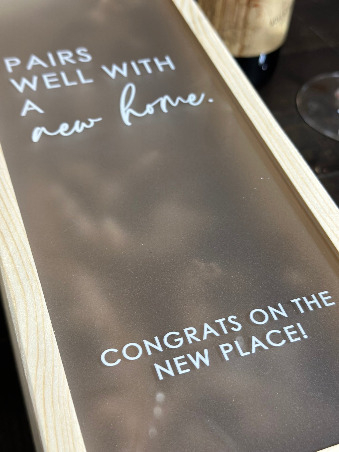 Personalized Wood Wine Box with Acrylic Lid | Housewarming Gift | Realtor Gift | New Home | Custom Closing Gift