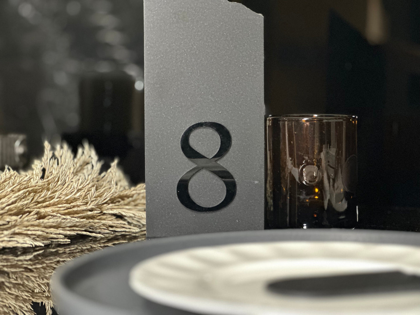Black Matte Limestone Stone Table Numbers
