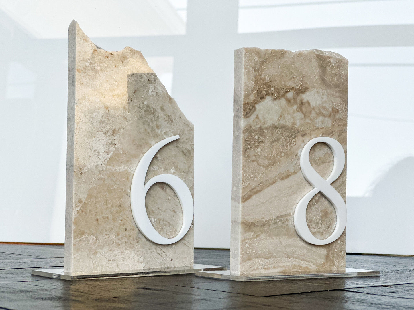3D Marble Stone Table Numbers | Wedding Unique Signage | Custom Layered Decor | Table Numbers | Tablescape Decor | Travertine Looking