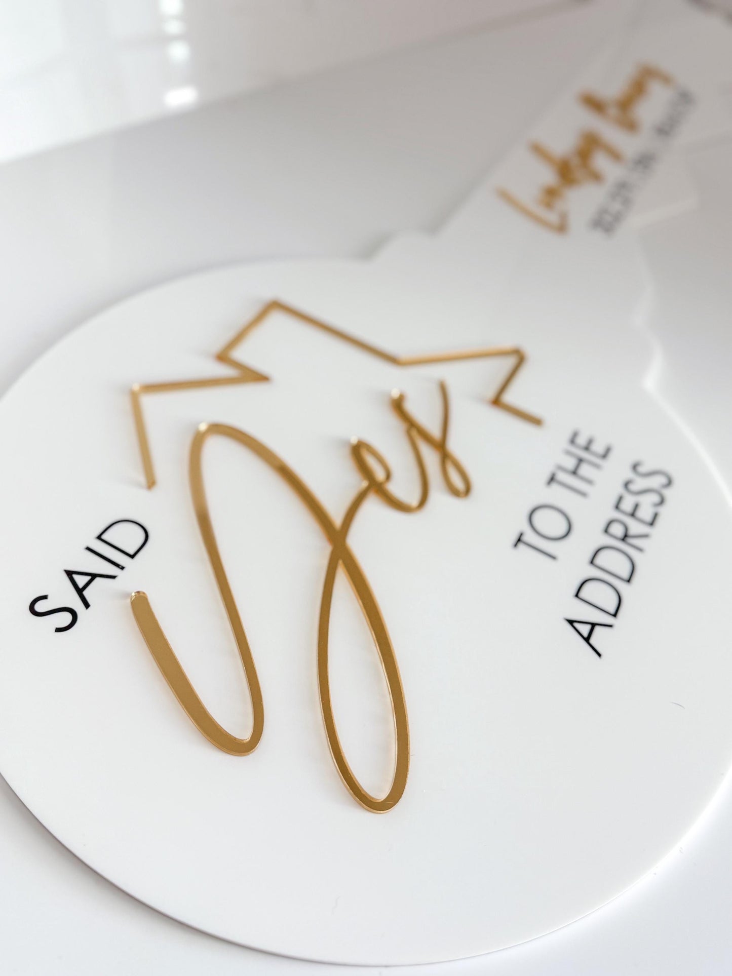Personalized Realtor Key | Say yes to the address | Closing Realty | House Sold Acrylic and Wood Sign | Closing Prop | Realtor Gift Sold