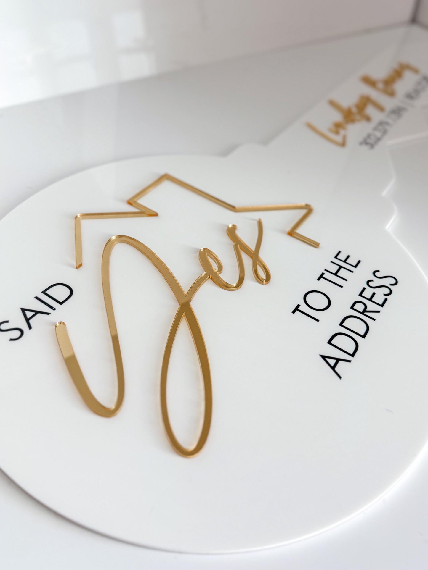 Personalized Realtor Key | Say yes to the address | Closing Realty | House Sold Acrylic and Wood Sign | Closing Prop | Realtor Gift Sold