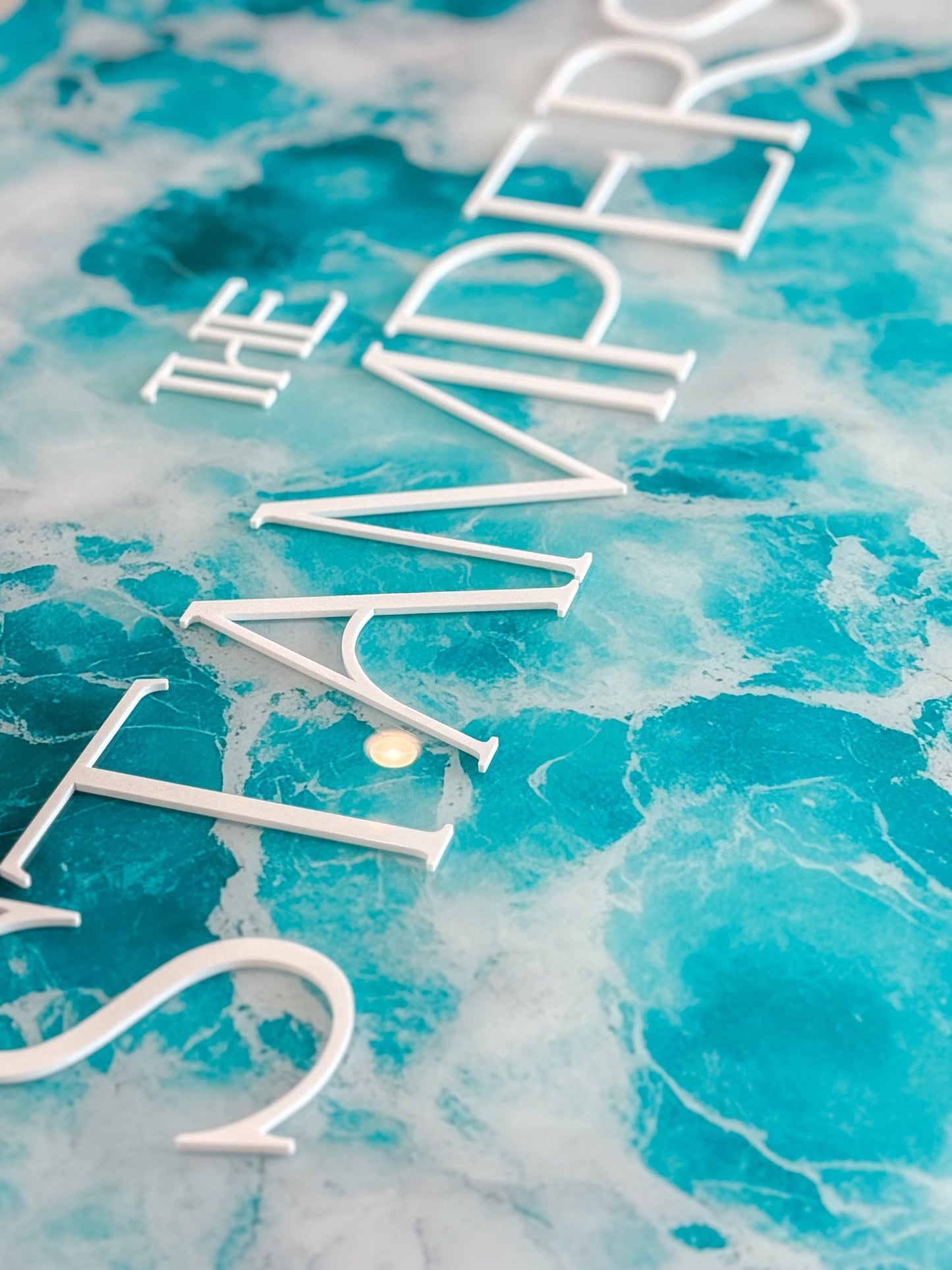 Faux Water Beach Welcome Sign | Ocean Waves Sea Modern Signage | Marine Saltwater Wedding Signage Welcome Sign | UV Print Acrylic