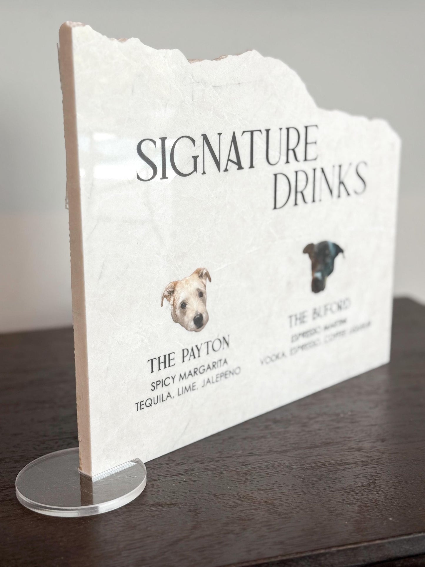 Marble Stone Bar Sign | Wedding Unique Signage | Menu sign | Drink Sign | Bar Sign | Signature Drinks | Dog Pet Portrait Sign