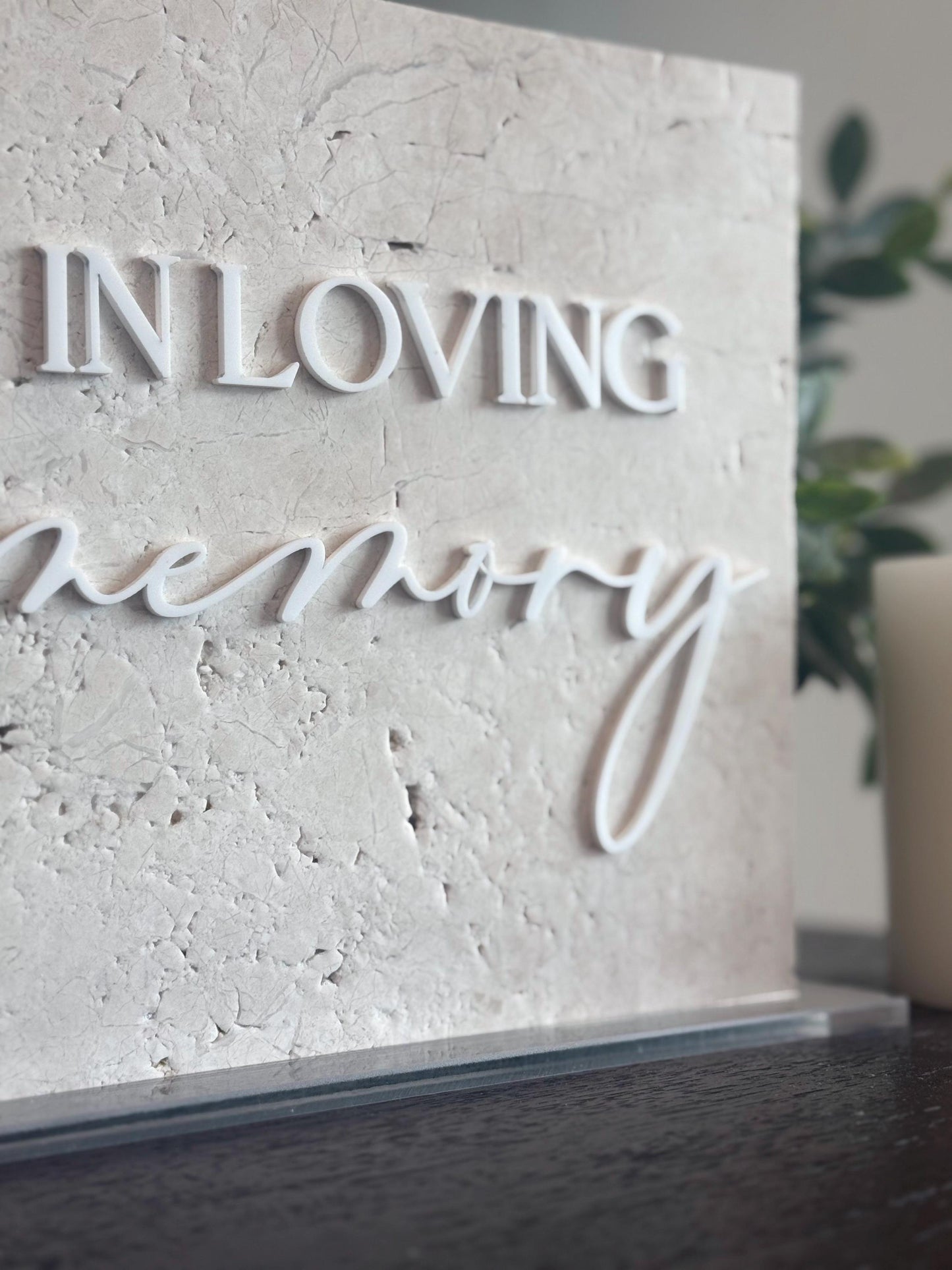 Marble 3D In Loving Memory Table Sign | Modern Wedding Decor | Favor Sign | Party Tabletop Signs | Gold Mirror | Memorial Sign