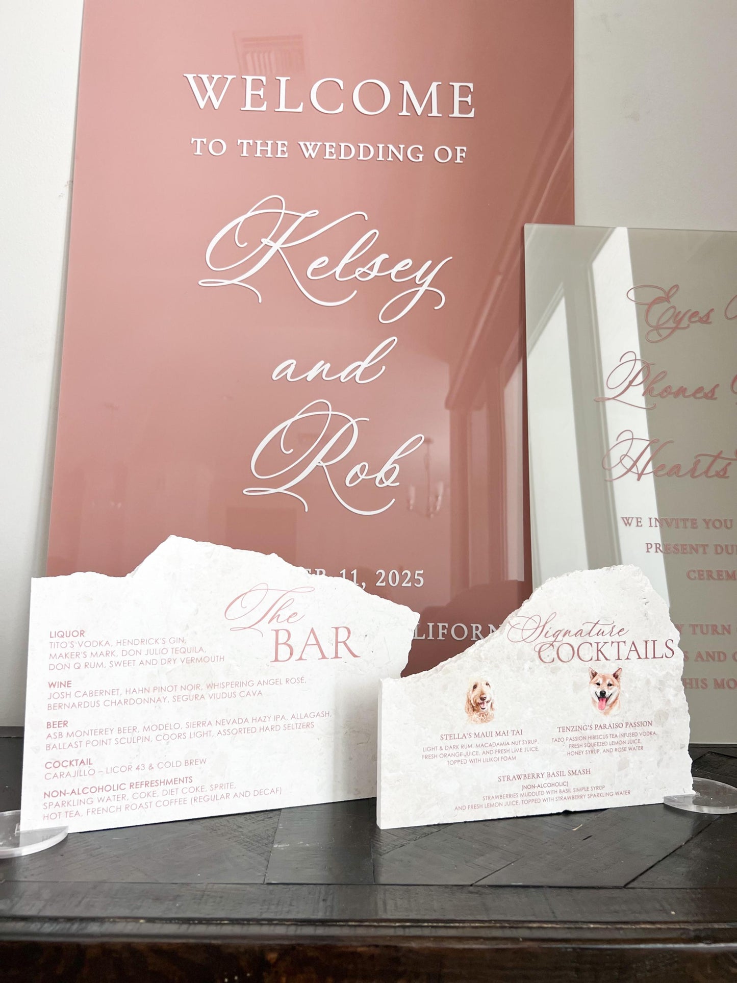 Marble Stone Bar Sign | Wedding Unique Signage | Menu sign | Drink Sign | Bar Sign | Signature Drinks