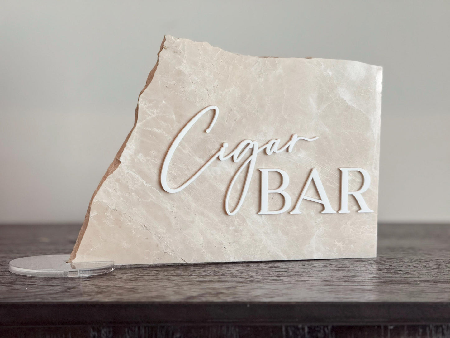 Marble Stone 3D Cigar Bar Sign | Wedding Sign | Modern Wedding Decor | Favor | Party Tabletop Signs | Gold Mirror | Cigar Bar Sign