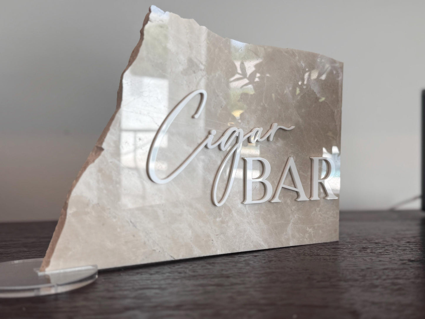 Marble Stone 3D Cigar Bar Sign | Wedding Sign | Modern Wedding Decor | Favor | Party Tabletop Signs | Gold Mirror | Cigar Bar Sign