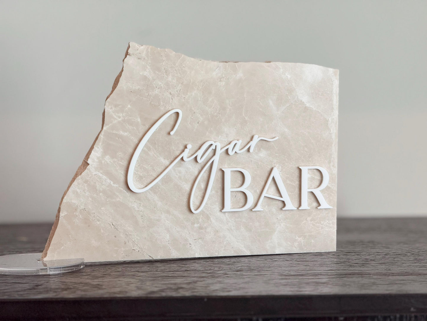 Marble Stone 3D Cigar Bar Sign | Wedding Sign | Modern Wedding Decor | Favor | Party Tabletop Signs | Gold Mirror | Cigar Bar Sign