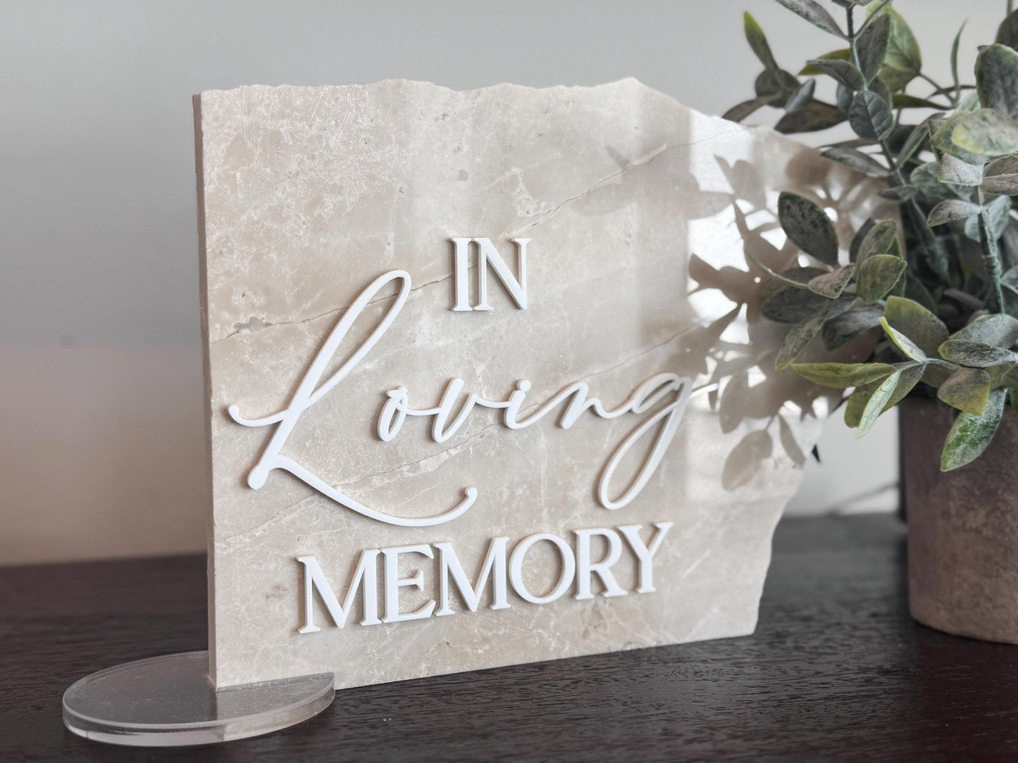 Marble 3D In Loving Memory Table Sign | Modern Wedding Decor | Favor Sign | Party Tabletop Signs | Gold Mirror | Memorial Sign