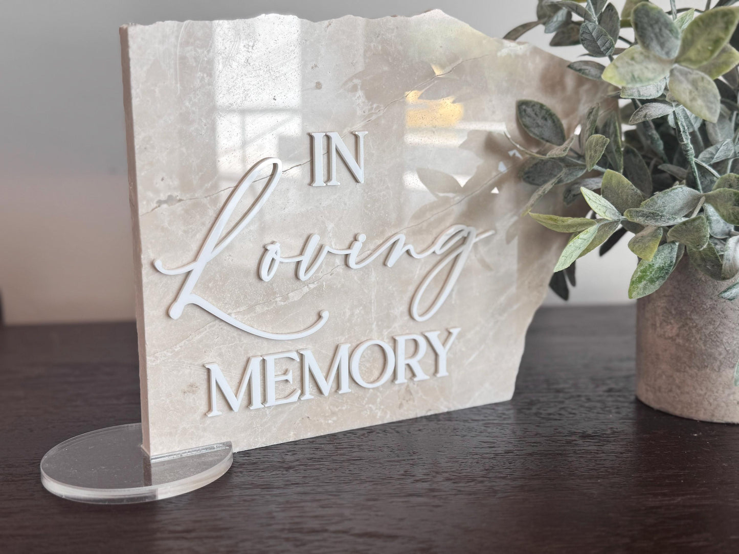 Marble 3D In Loving Memory Table Sign | Modern Wedding Decor | Favor Sign | Party Tabletop Signs | Gold Mirror | Memorial Sign