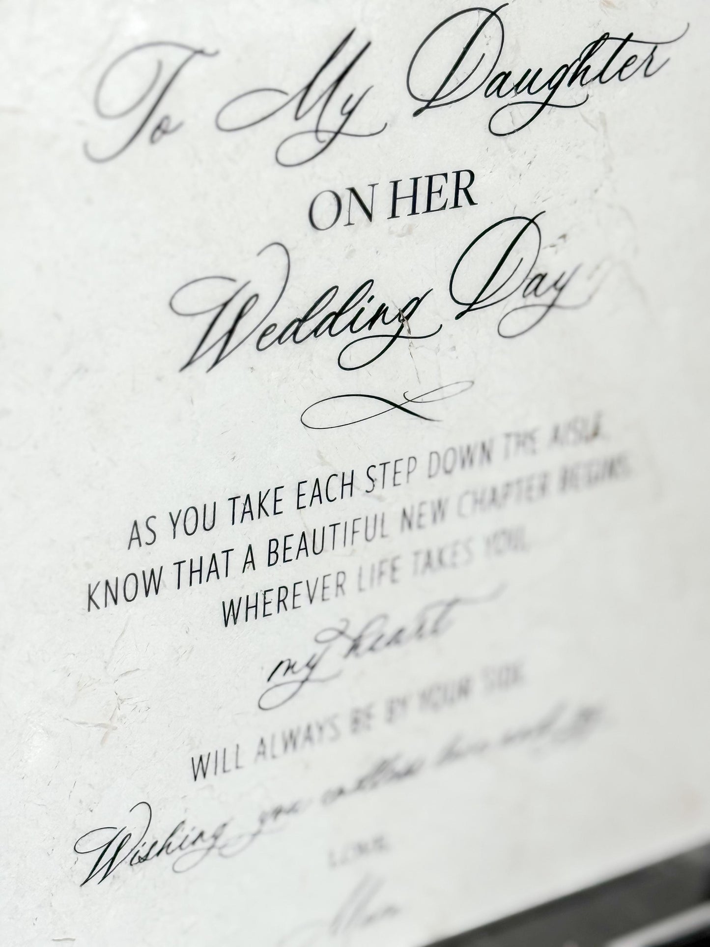 To My Daughter on Her Wedding Day Marble Sign – 8x8 Gift from Mom with Acrylic Stand | Elegant Wedding Keepsake by Luxe Lines Designs