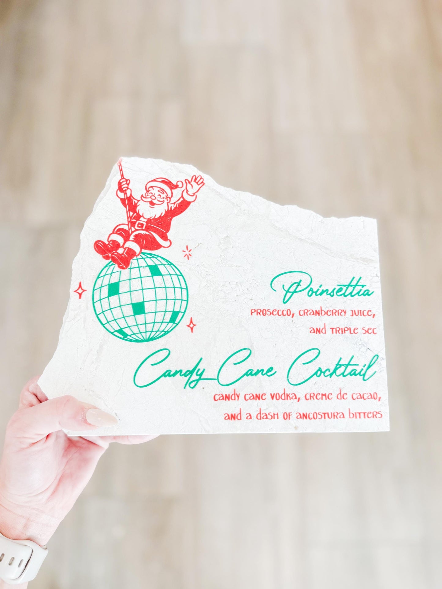 Christmas Cocktail Menu Sign – Santa Disco Stone Sign | Holiday Bar Sign | Christmas Party Decor | Luxe Lines Designs