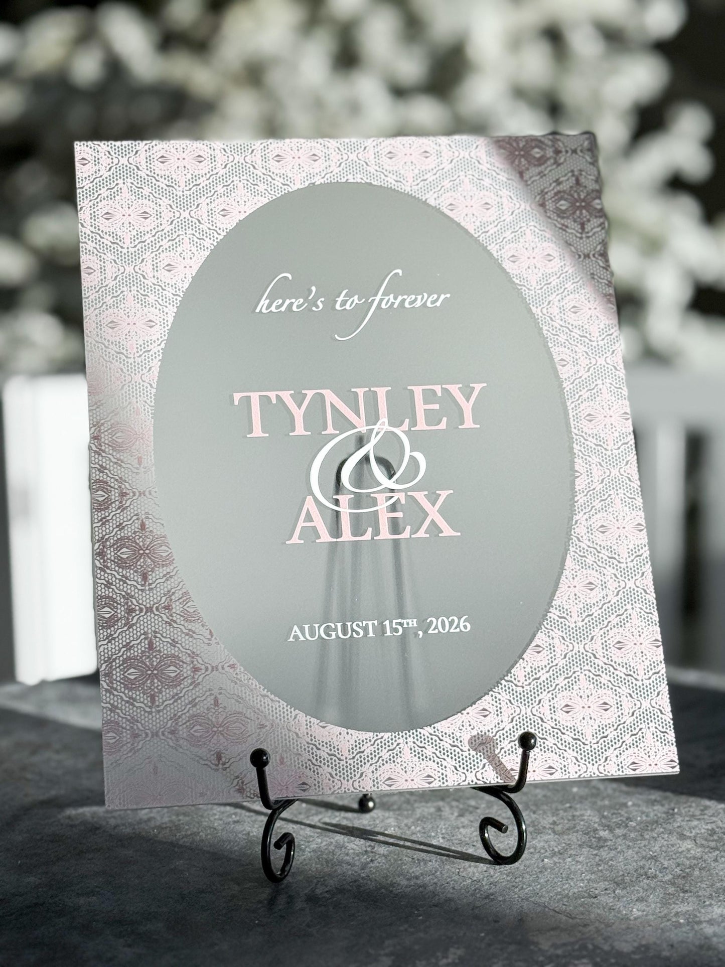 Personalized Wedding Welcome Sign | Acrylic Lace Wedding Sign | Modern Wedding Decor | Custom Couple Name Sign | Engagement Sign