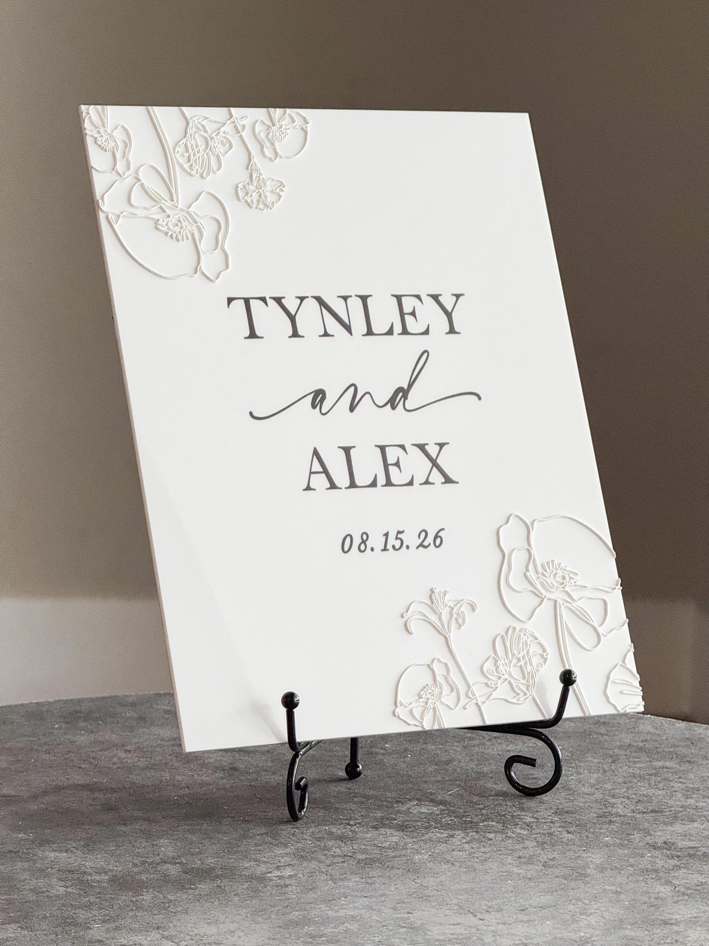 Personalized Wedding Welcome Sign | Acrylic Floral Wedding Sign | Modern Wedding Decor | Custom Couple Name Sign | Engagement Sign