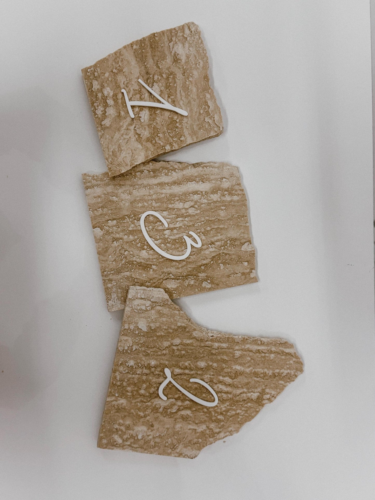 Travertine Table Numbers | 3D Acrylic Wedding Table Numbers | Luxury Wedding Reception Decor | Custom Stone Table Signs