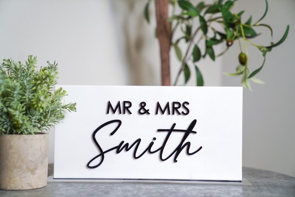3D Acrylic Marble Stone Sign | Mr and Mrs Sweetheart Table Sign | Wedding Head Table Sign | Mr and Mr Sign | Mrs and Mrs | Unique Sign