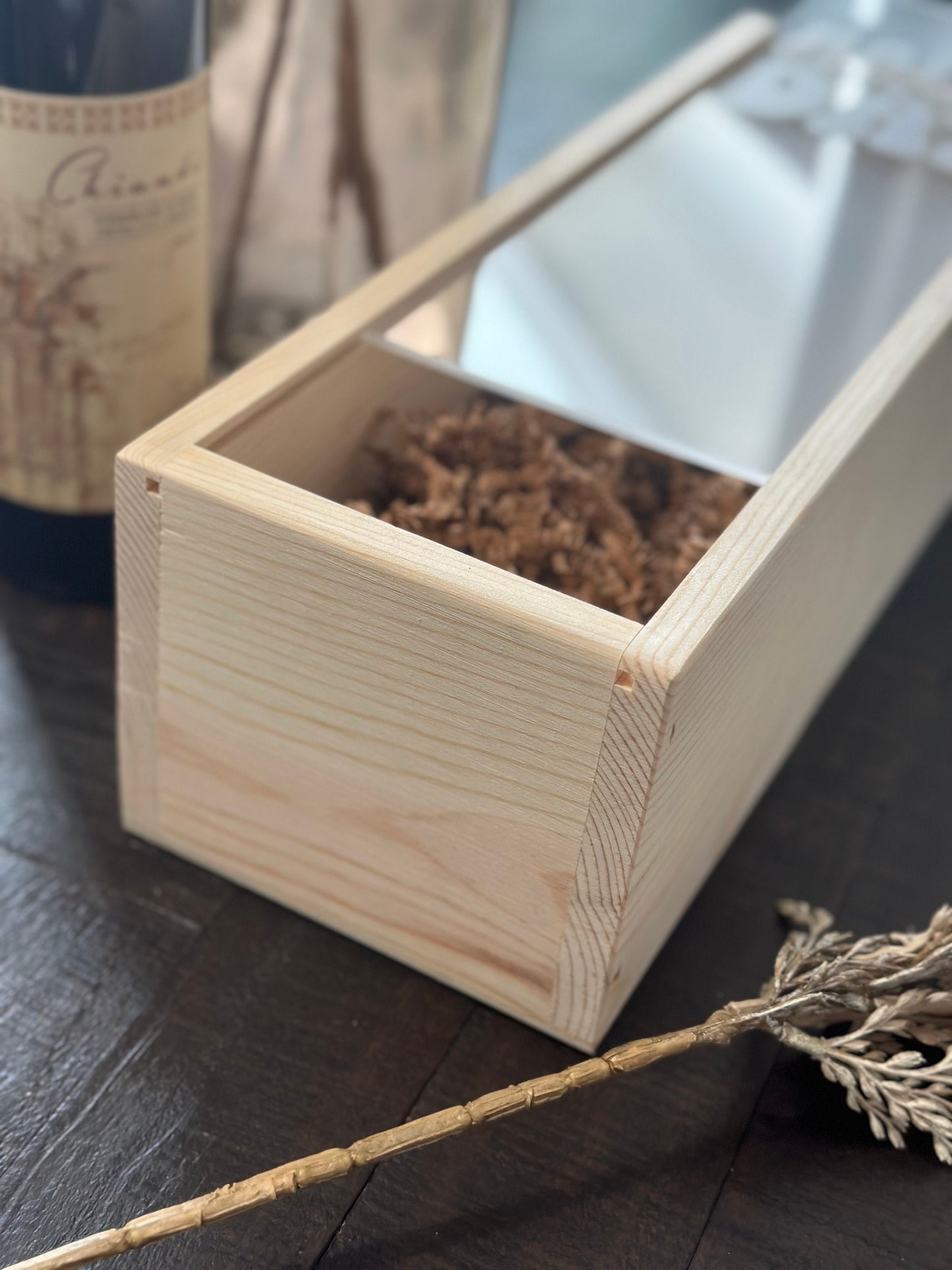 Personalized Wood Wine Box with Acrylic Lid | Housewarming Gift | Realtor Gift | New Home | Custom Closing Gift