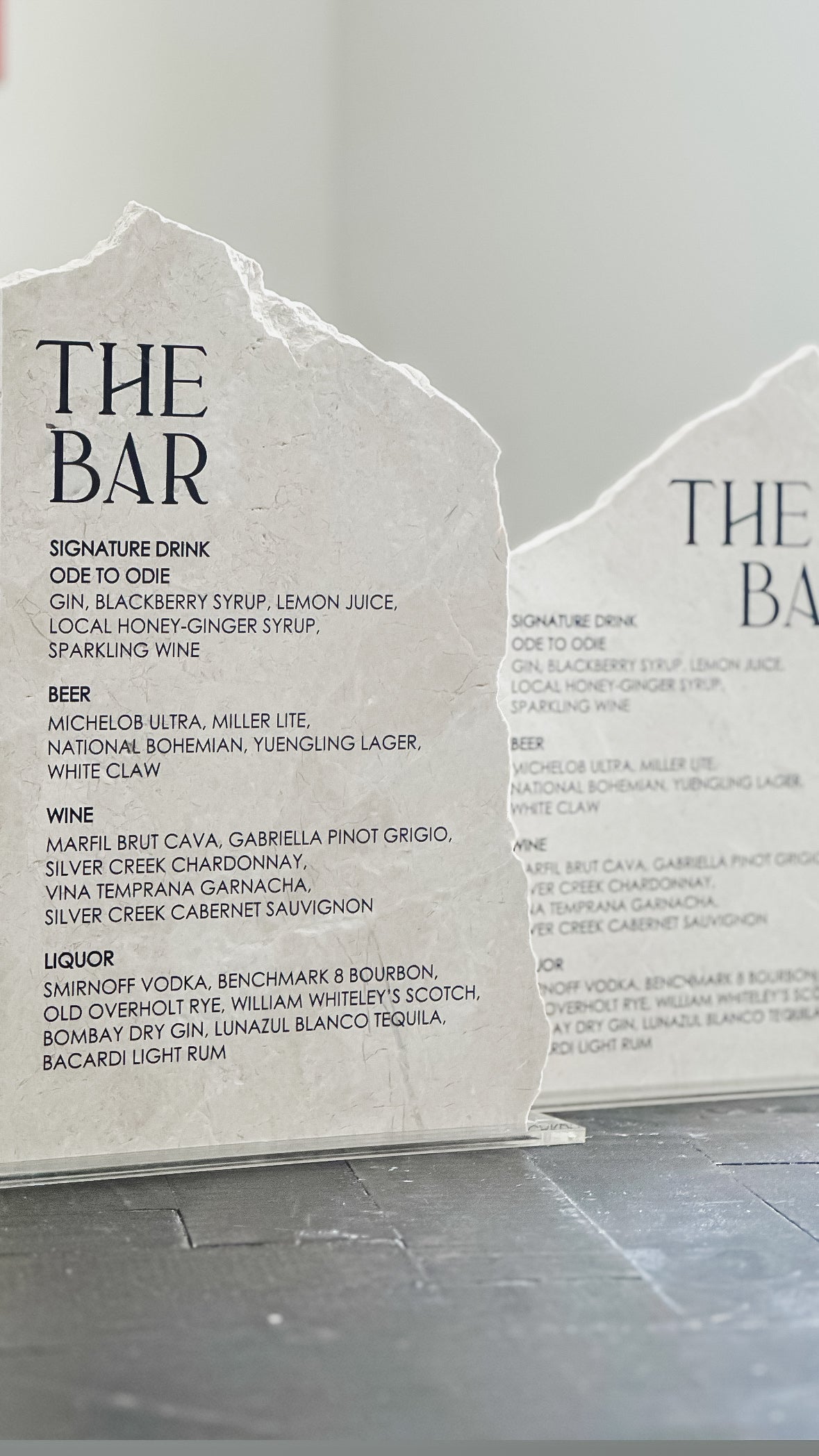 Marble Stone Bar Sign