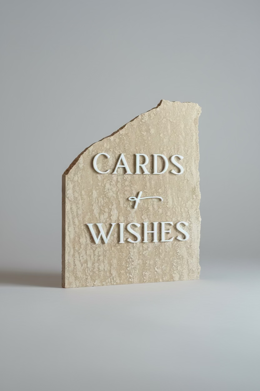 Travertine 3D Cards and Wishes Table Sign