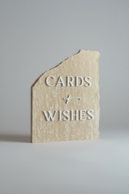 Travertine 3D Cards and Wishes Table Sign