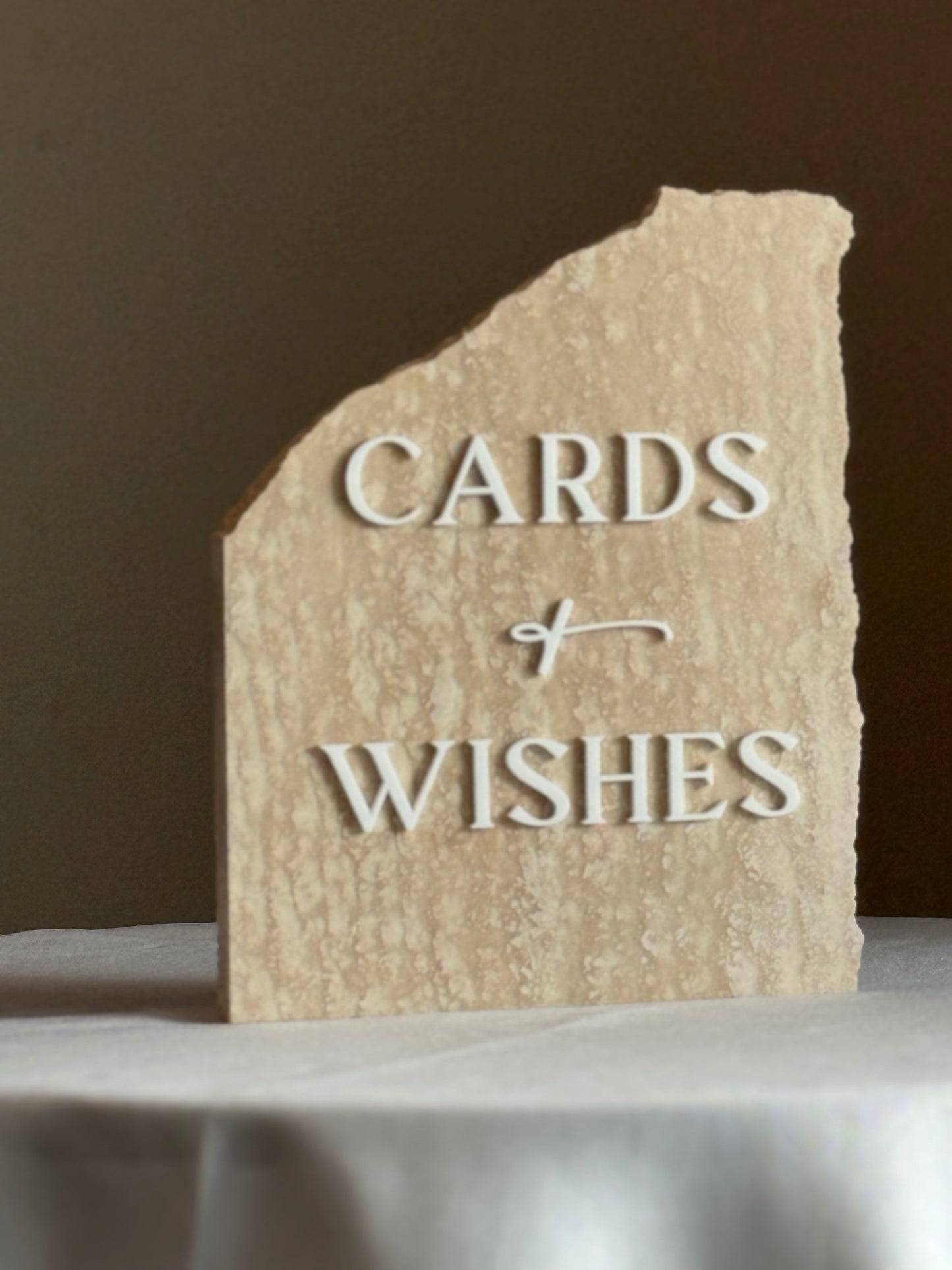 Travertine 3D Cards and Wishes Table Sign