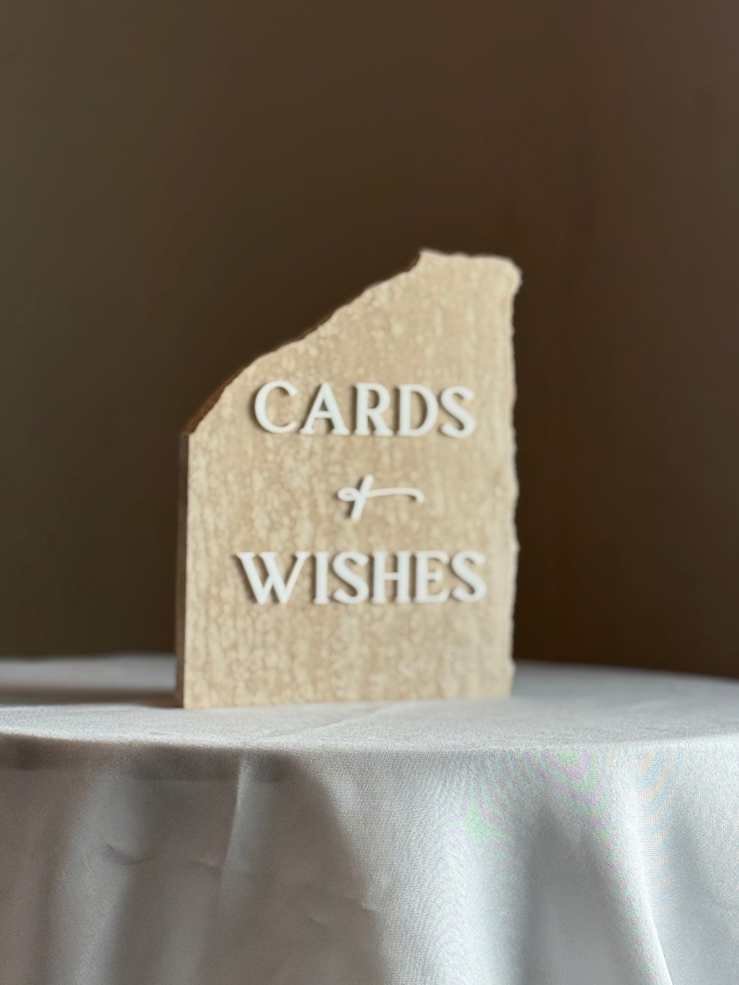Travertine 3D Cards and Wishes Table Sign