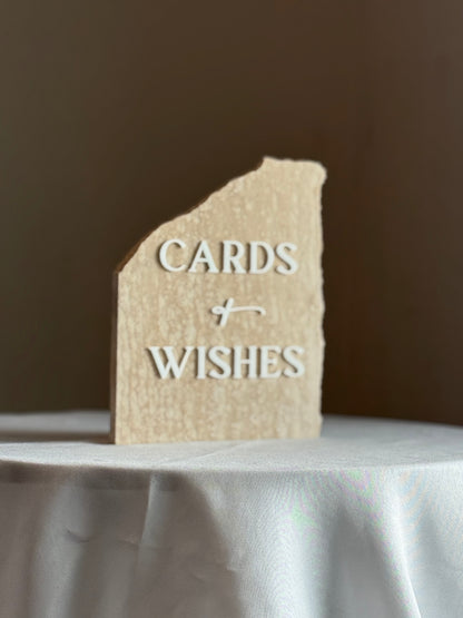 Travertine 3D Cards and Wishes Table Sign