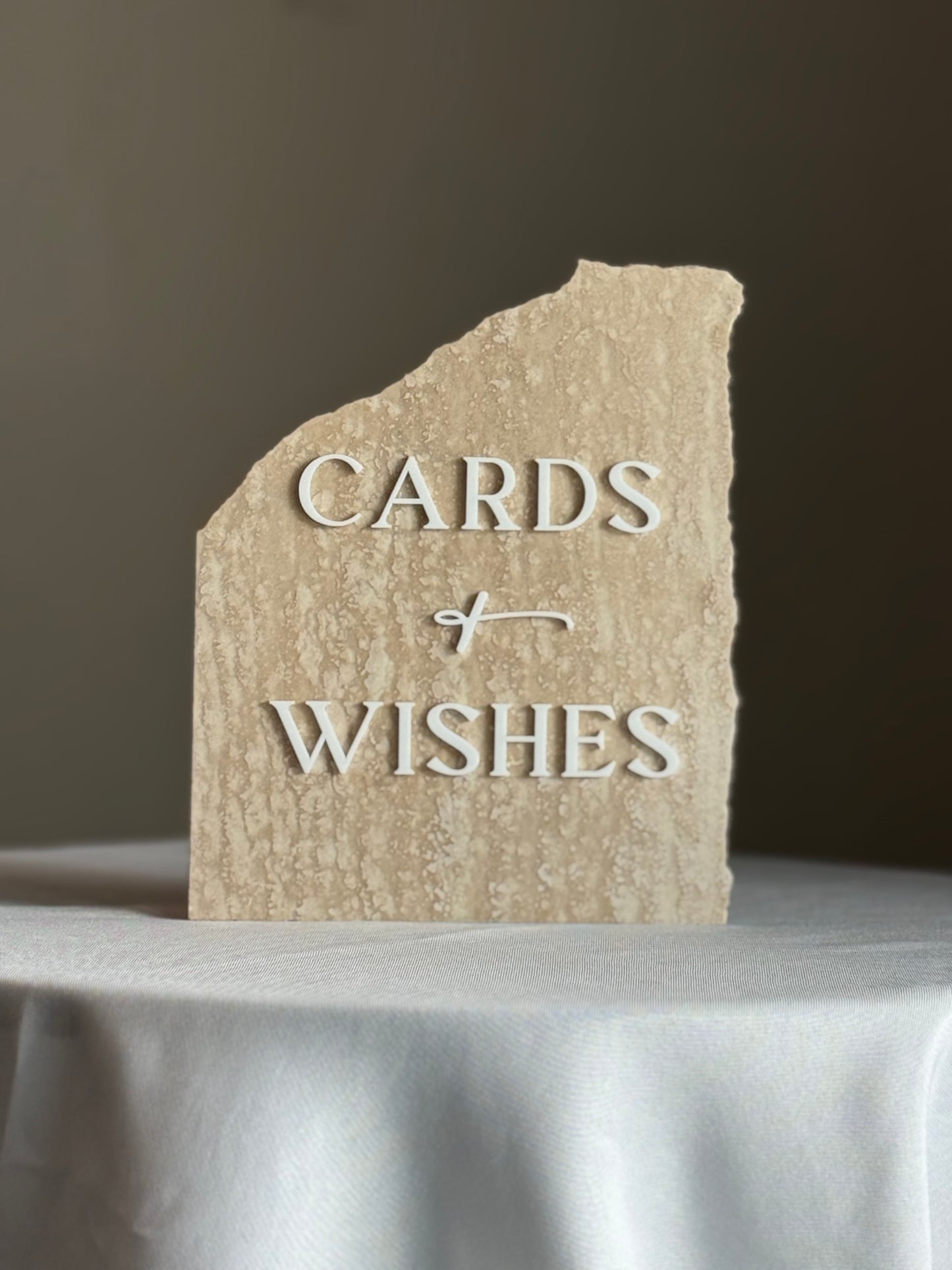 Travertine 3D Cards and Wishes Table Sign