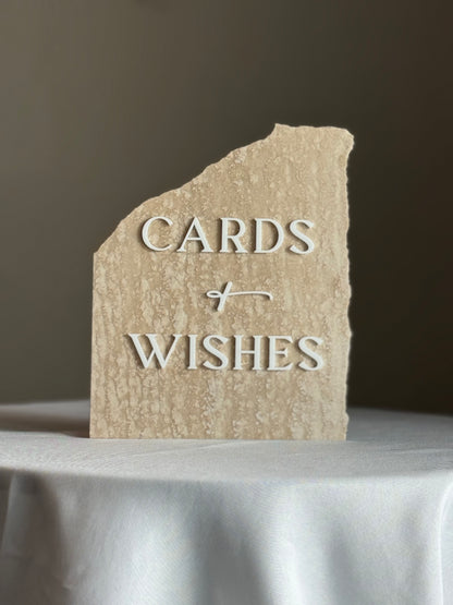 Travertine 3D Cards and Wishes Table Sign