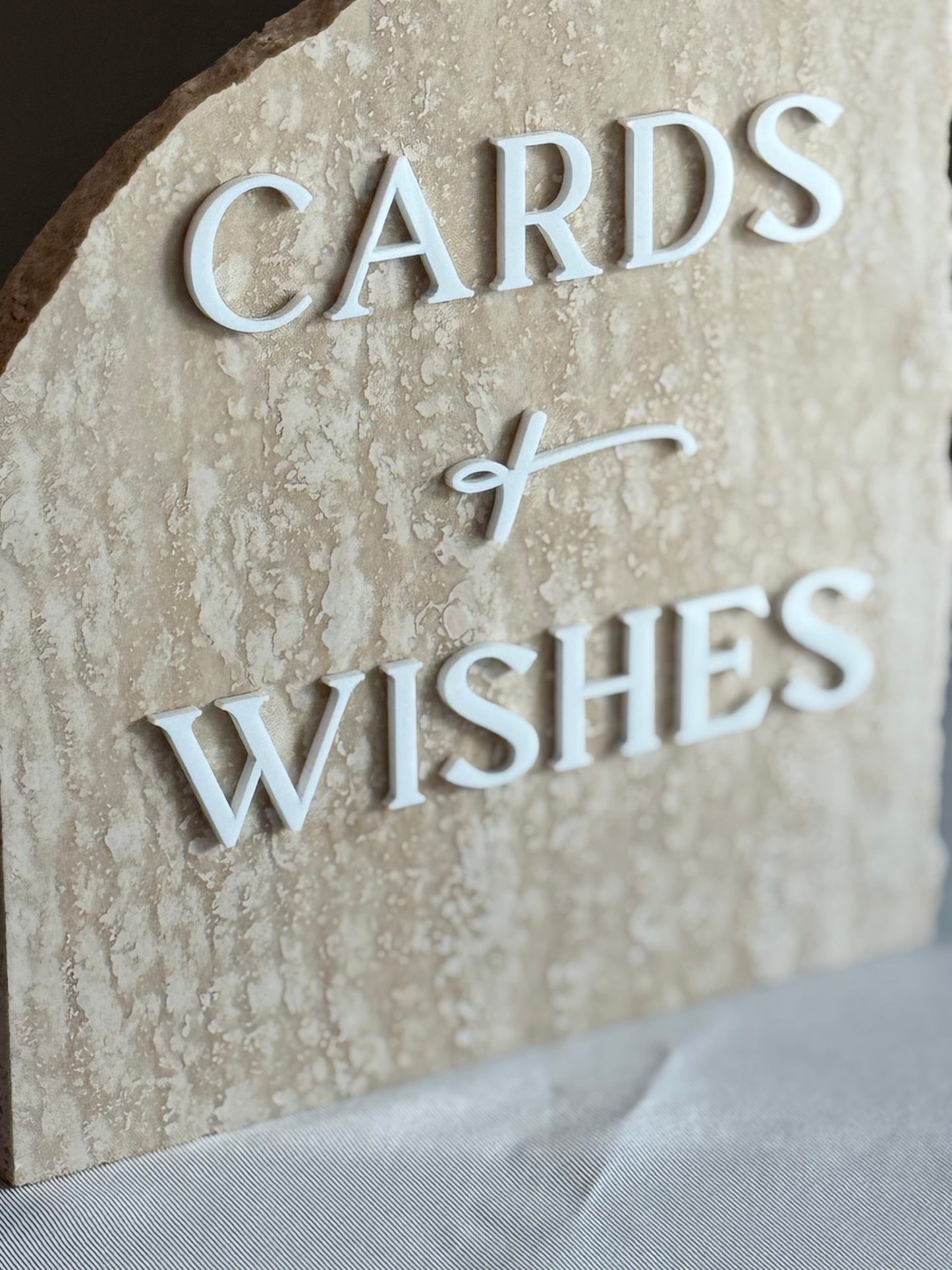Travertine 3D Cards and Wishes Table Sign