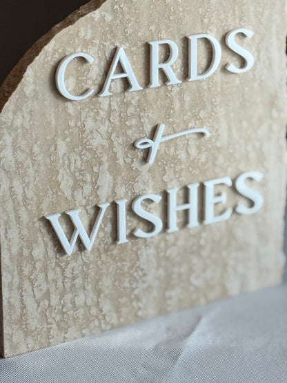 Travertine 3D Cards and Wishes Table Sign