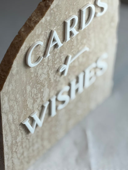 Travertine 3D Cards and Wishes Table Sign