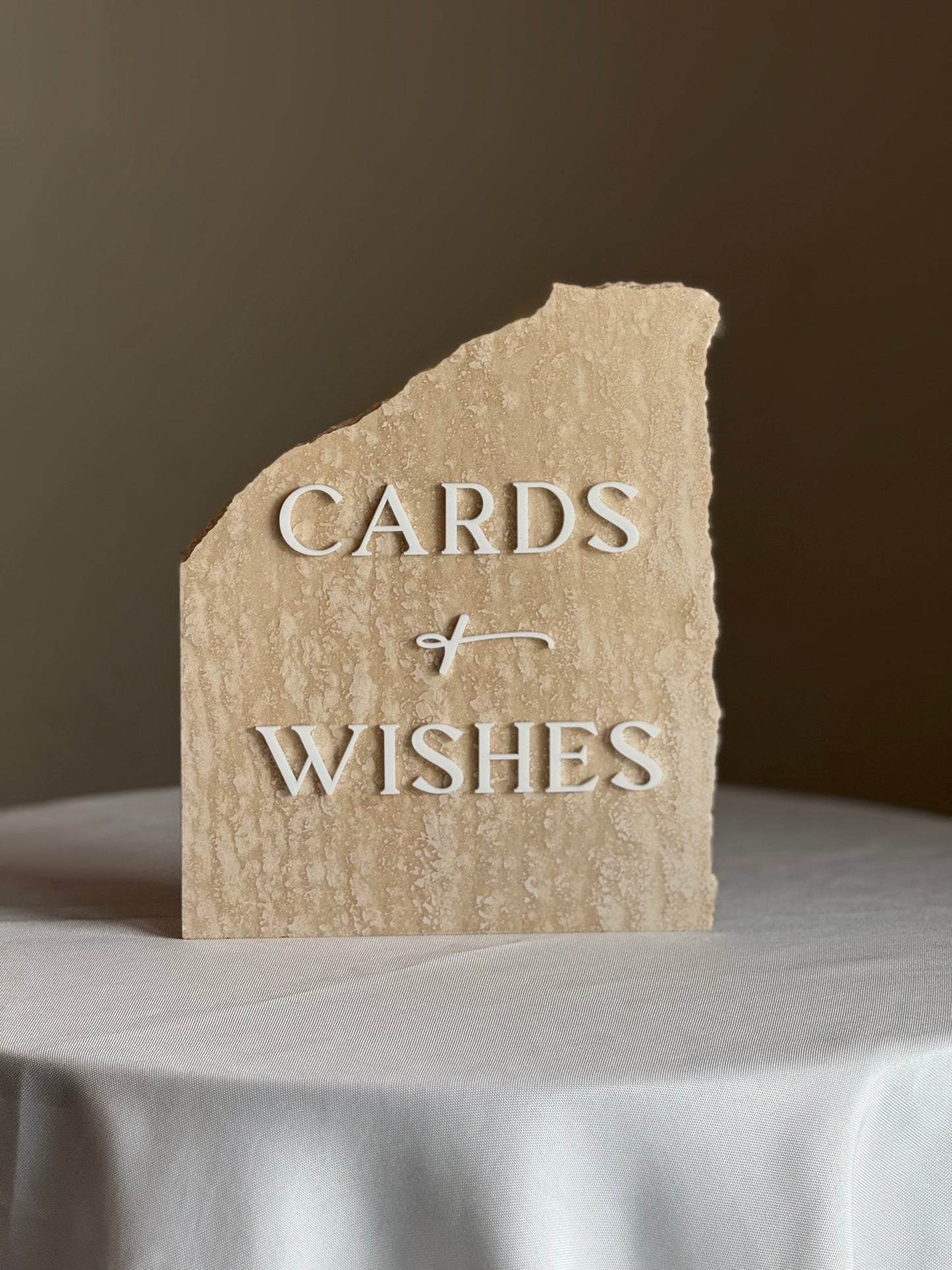 Travertine 3D Cards and Wishes Table Sign