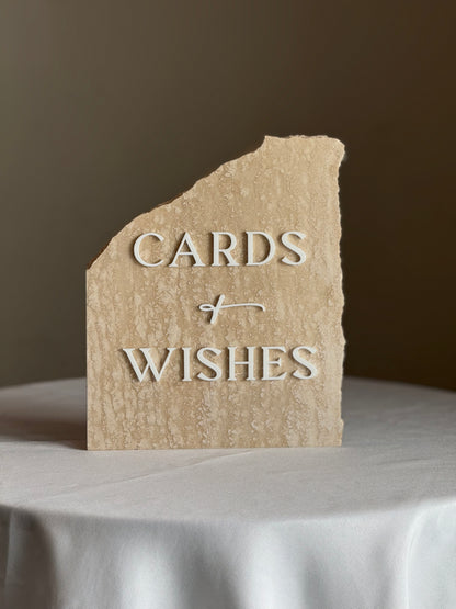 Travertine 3D Cards and Wishes Table Sign