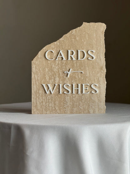 Travertine 3D Cards and Wishes Table Sign