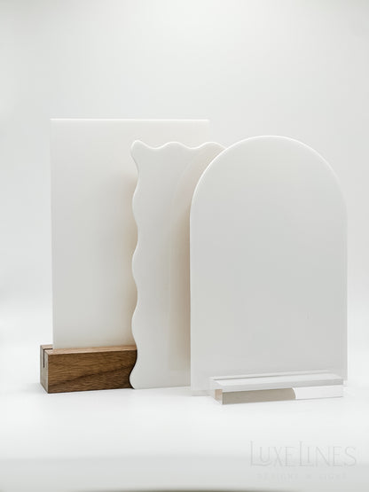 White Wavy Ripple Blank Acrylic Table Numbers