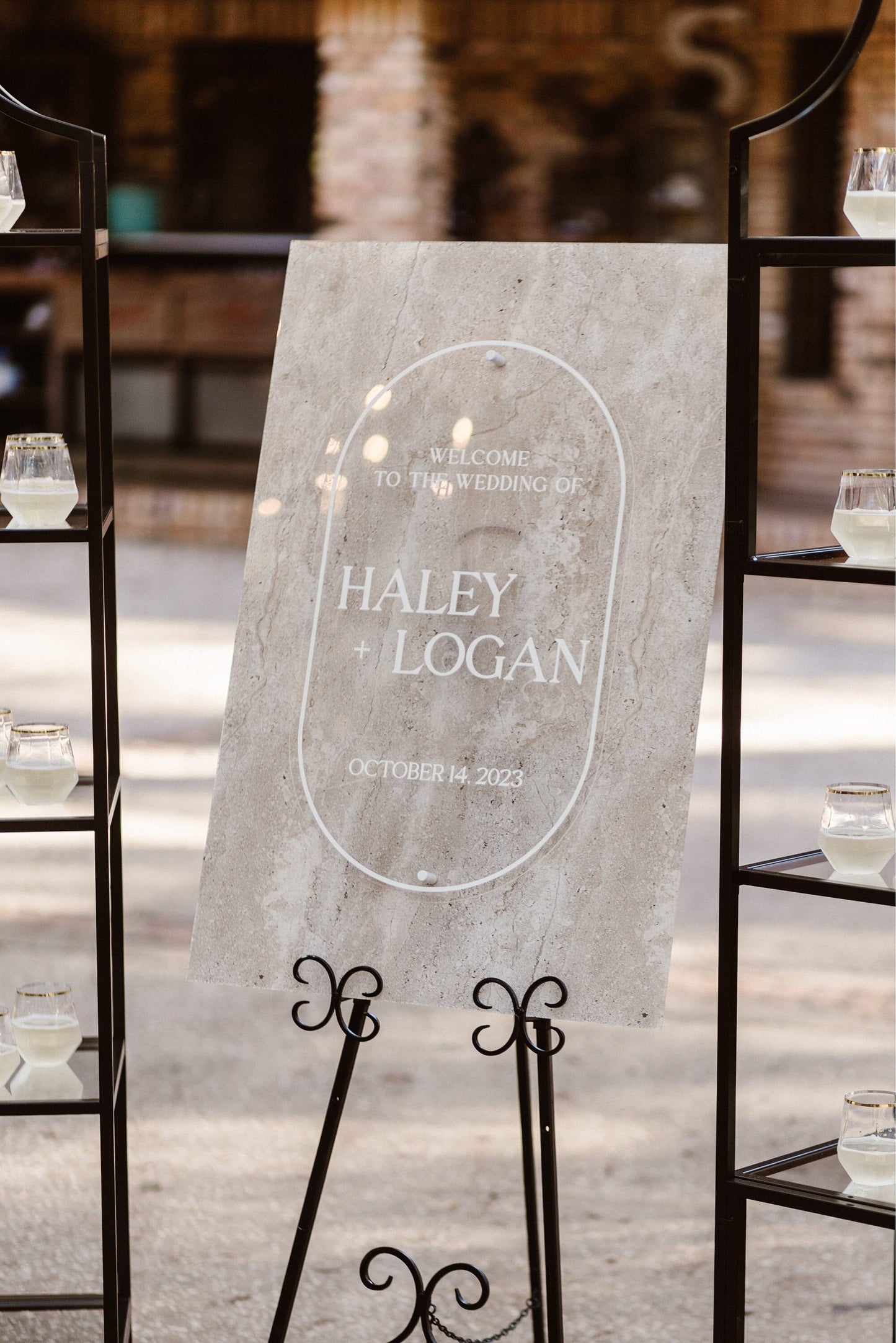 Faux Stone Wedding Welcome Sign with Standoffs