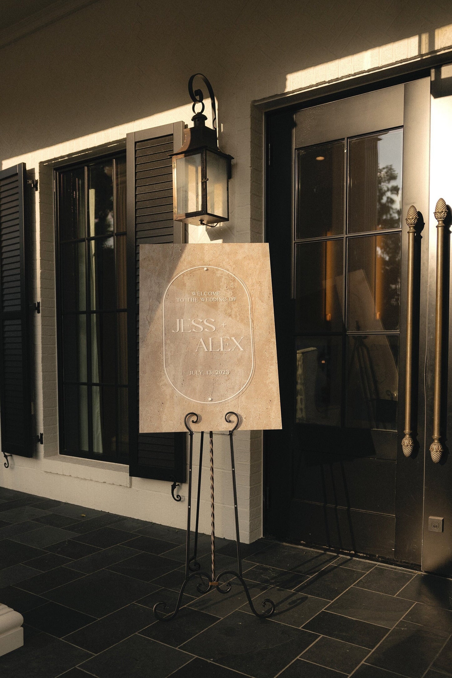 Faux Stone Wedding Welcome Sign with Standoffs |Minimalist Modern Signage | Travertine Wedding Signage Welcome Sign | Acrylic Wedding Sign