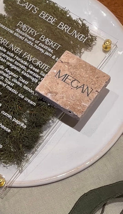Travertine Stone Acrylic Place Cards