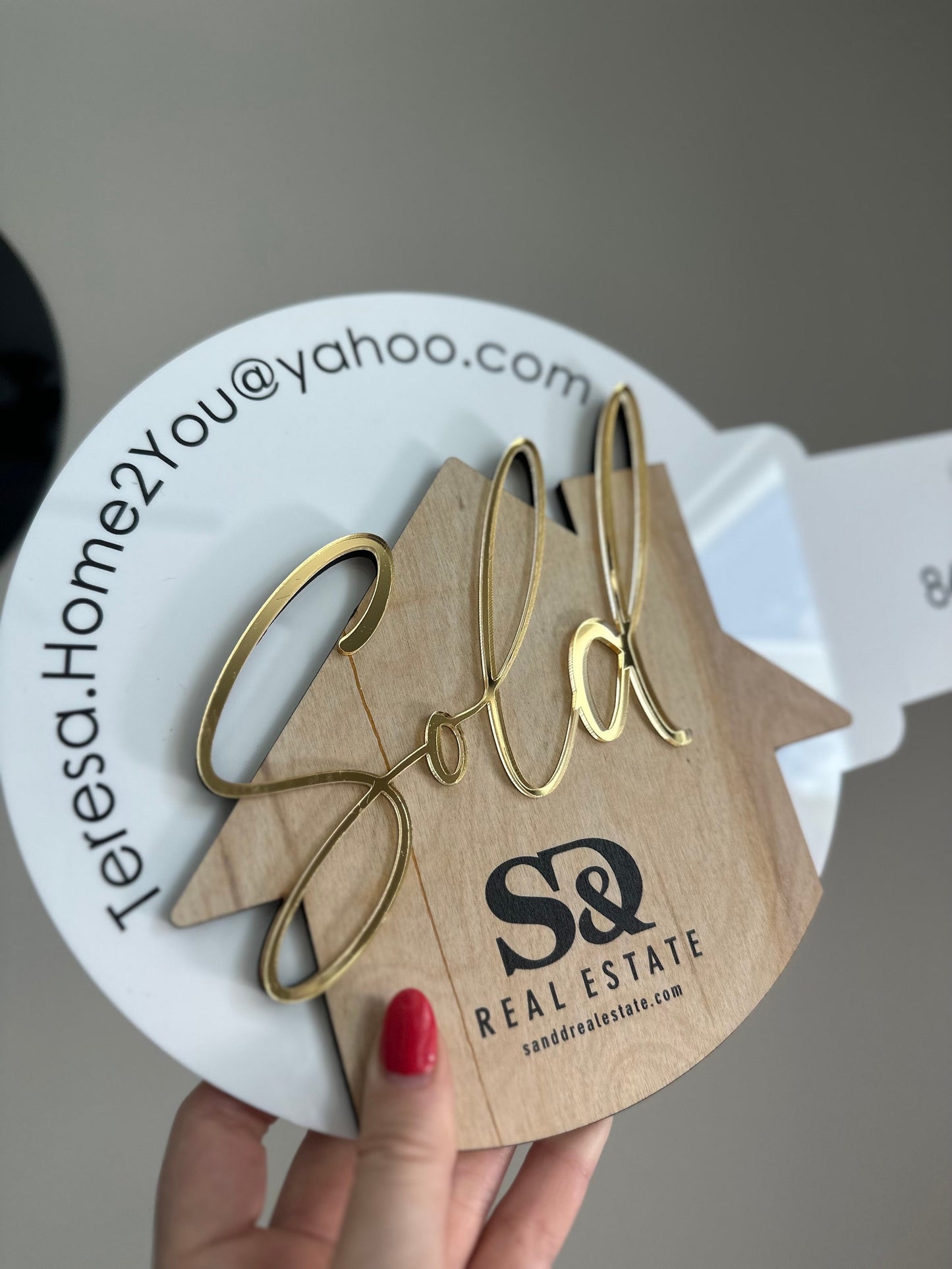 Personalized Realtor Key with Logo | Closing Realty | House Sold Acrylic and Wood Sign | Closing Prop | Realtor Gift Sold Sign