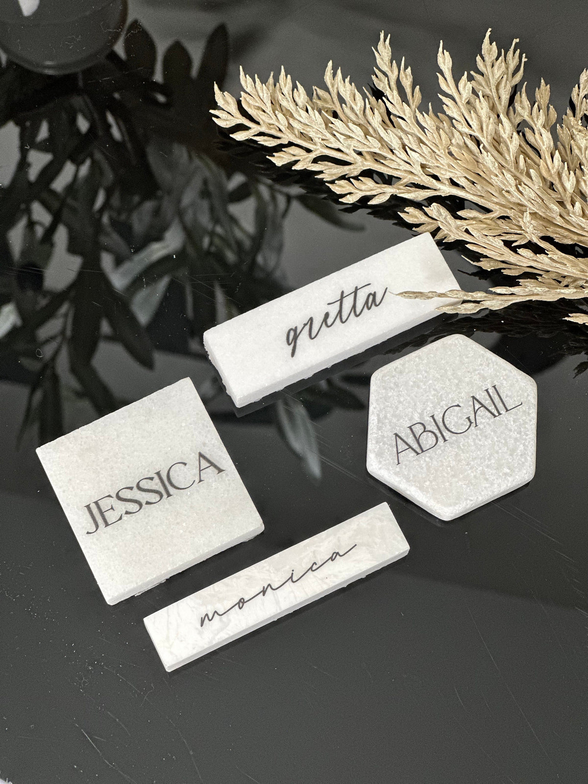 Marble Stone Acrylic Place Card Settings