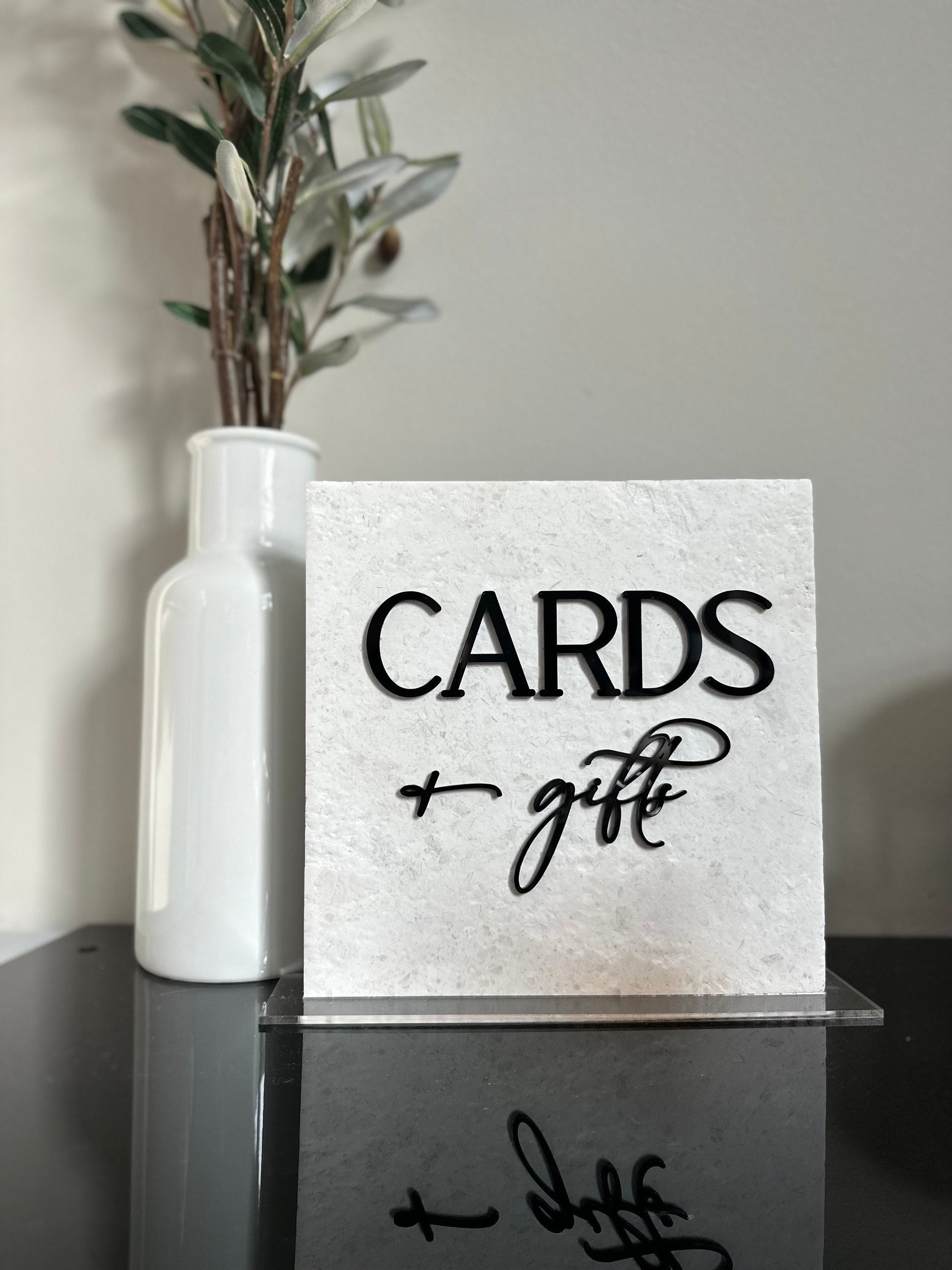 Marble 3D Cards and Gifts Table Sign | Wedding Sign | Modern Wedding Decor | Favor Sign | Party Tabletop Signs | Gold Mirror