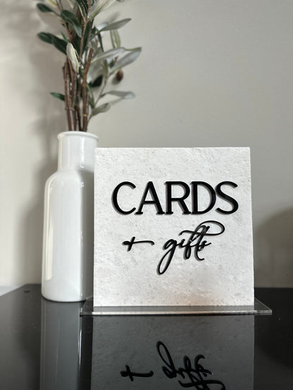Marble 3D Cards and Gifts Table Sign | Wedding Sign | Modern Wedding Decor | Favor Sign | Party Tabletop Signs | Gold Mirror