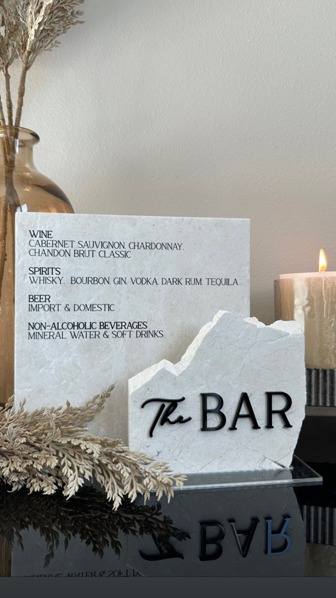 Marble Stone Bar Sign | Wedding Unique Signage | Menu sign | Drink Sign | Bar Sign | Signature Drinks | Duo Sign